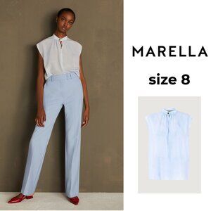 MARELLA Light Blue Pinstripe Silk Blouse